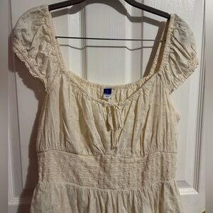 Old Navy Cream Eyelet Tie-Front Style Dress